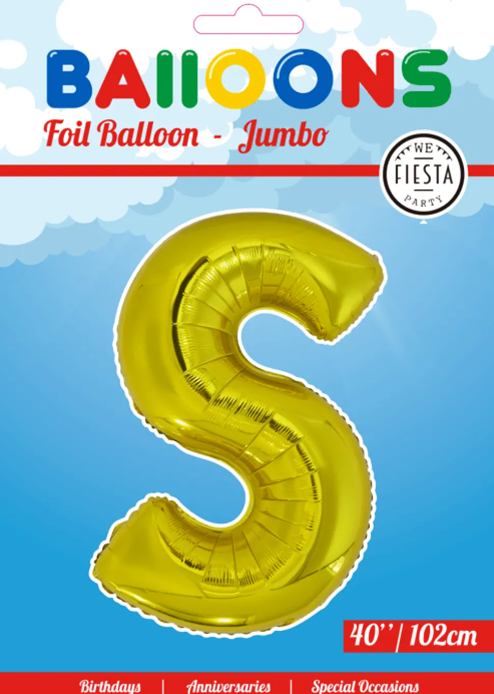 Folie Ballon Letter S Goud XL 102cm leeg