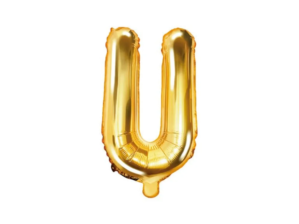 Folie Ballon Letter U Goud Leeg 35cm