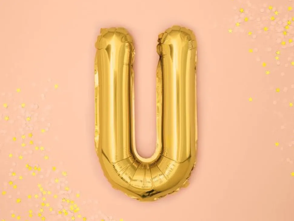 Folie Ballon Letter U Goud Leeg 35cm