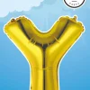 Folie Ballon Letter Y Goud 41cm met Rietje