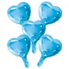5 Folieballonnen hart met papieren rietje 9" baby blauw