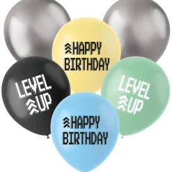 Gaming Party Ballonnen Happy Birthday 33cm 6st
