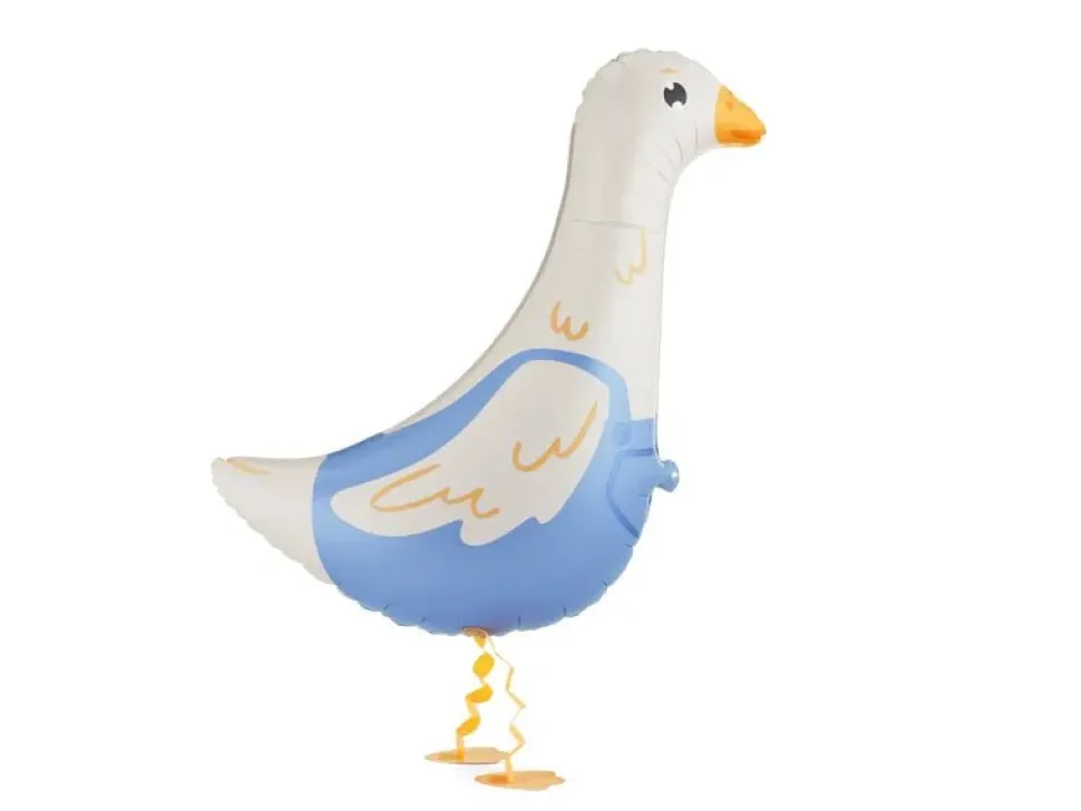 Gans Folie Ballon Blauw Wit Leeg 69cm