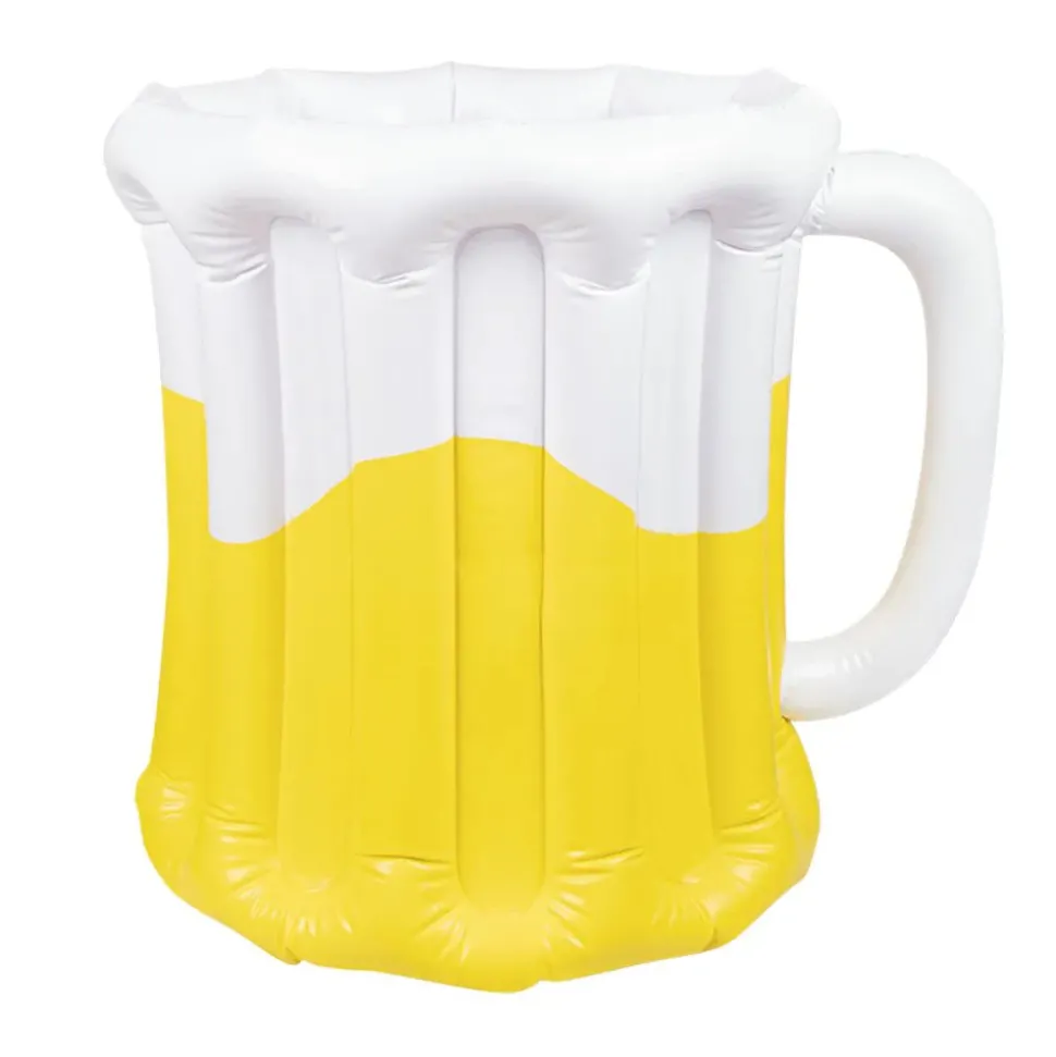 Geel Witte Bierpul Opblaasbaar 46cm