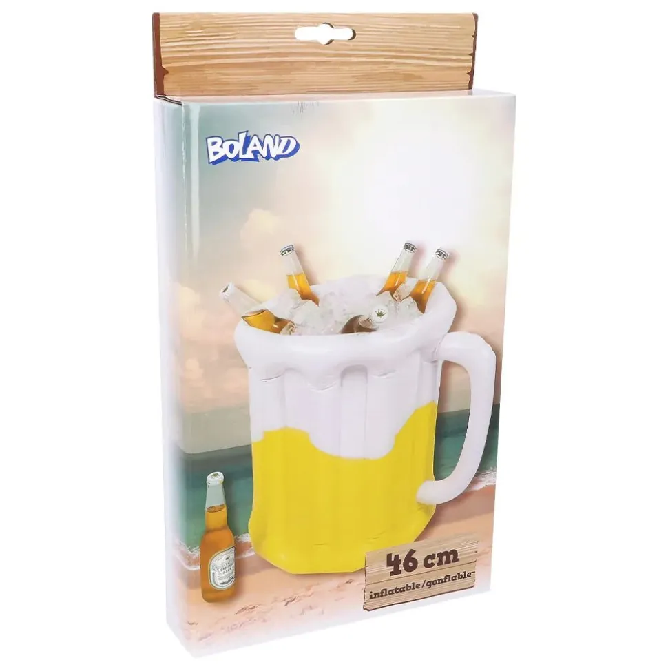 Geel Witte Bierpul Opblaasbaar 46cm