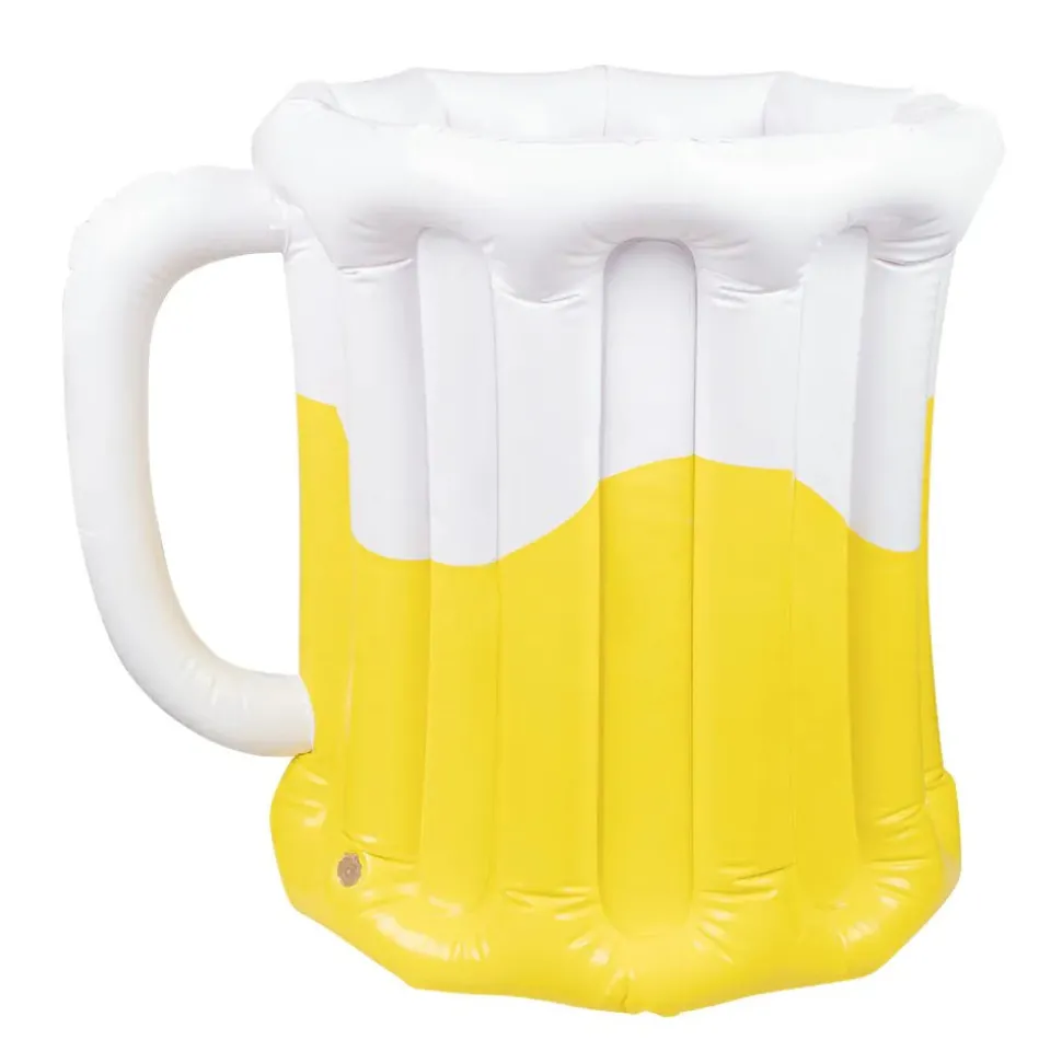 Geel Witte Bierpul Opblaasbaar 46cm