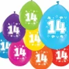 Gekleurde Ballonnen 14 Jaar 30cm 8st