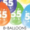 Gekleurde Ballonnen 55 Jaar 30cm 8st