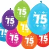 Gekleurde Ballonnen 75 Jaar 30cm 8st