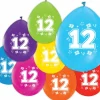 Gekleurde Ballonnen 12 Jaar 30cm 8st