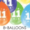 Gekleurde Ballonnen 11 Jaar 30cm 8st