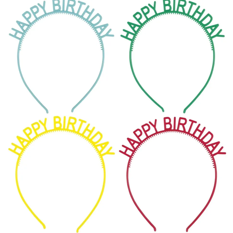 Gekleurde Happy Birthday Haarband 4st