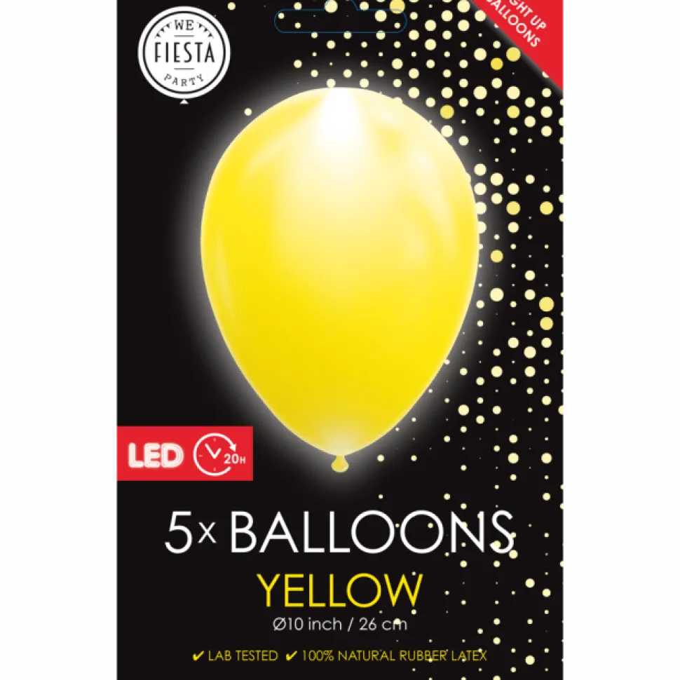 Gele Led Ballonnen 26cm 5st