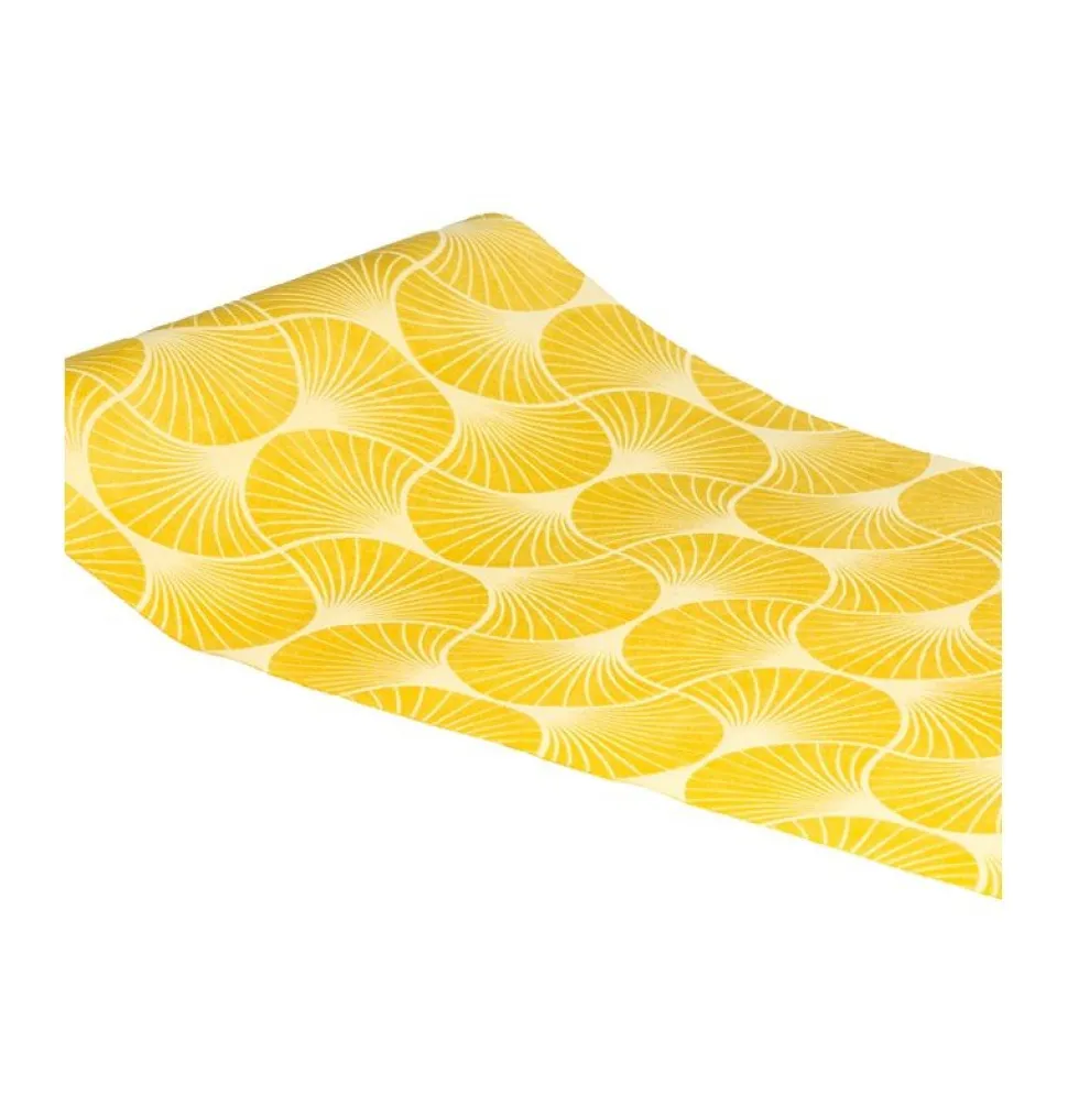 Gele Tafelloper Gingko Print 3m