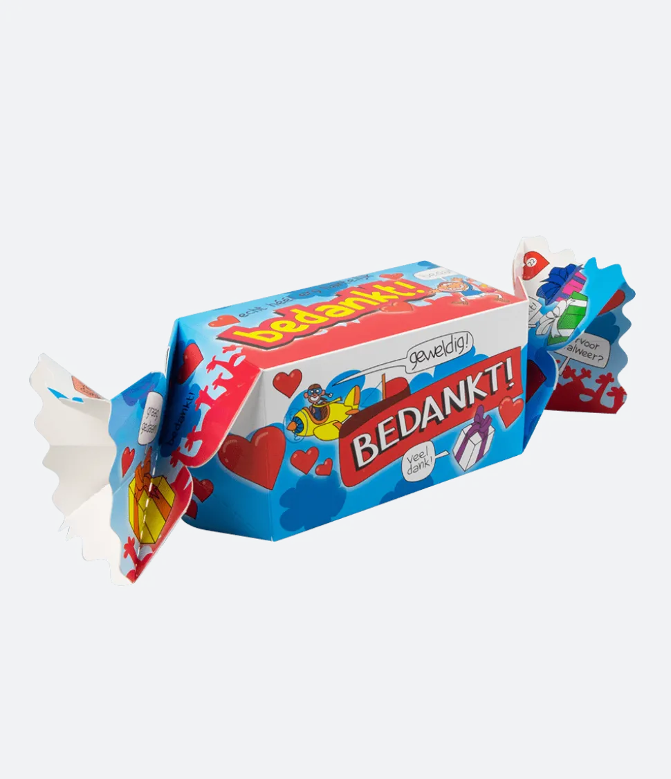 Geschenkdoosje Bedankt Blauw 26cm