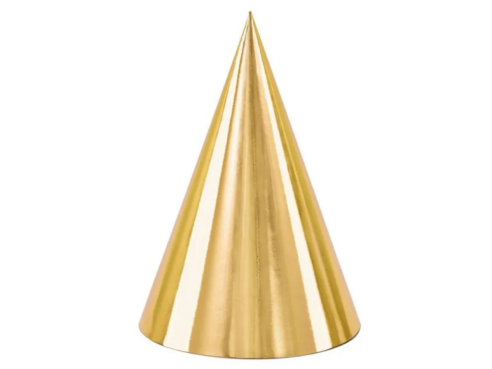 Gouden Feesthoedjes 16cm 6st