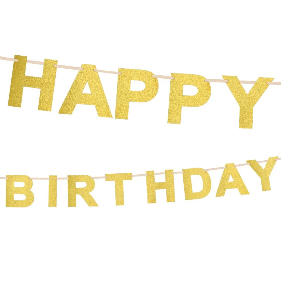 Gouden Happy Birthday Letterslinger 2,25m