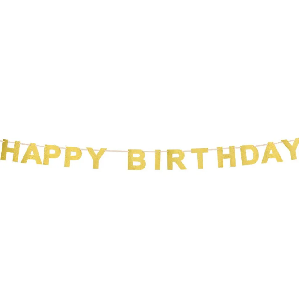 Gouden Happy Birthday Letterslinger 2,25m