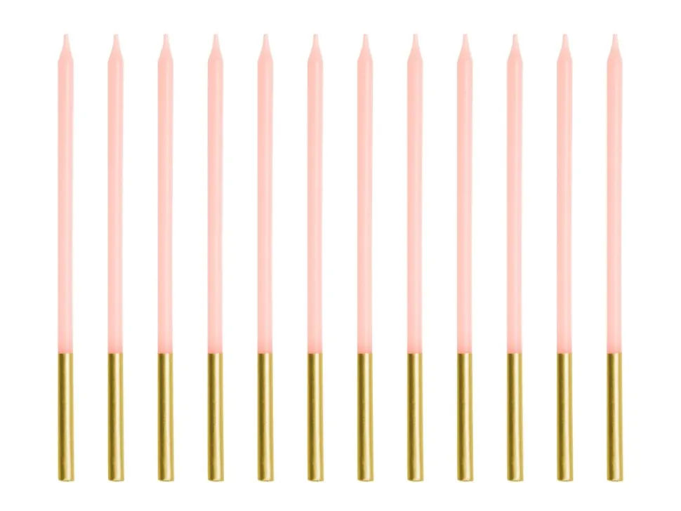 Goud Roze Kaars 14cm 12st