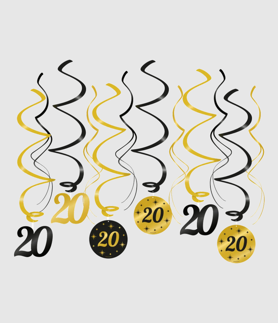 Goud Zwarte Hangdecoratie 20 Jaar 70cm