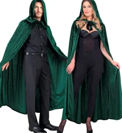 Groen Fluwelen Cape Met Kap 140cm