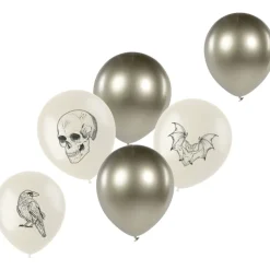 Halloween Ballonnen Wit Zilver 33cm 6st