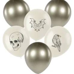 Halloween Ballonnen Wit Zilver 33cm 6st