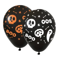 Halloween Ballonnen Zwart Oranje Boo 30cm 6st