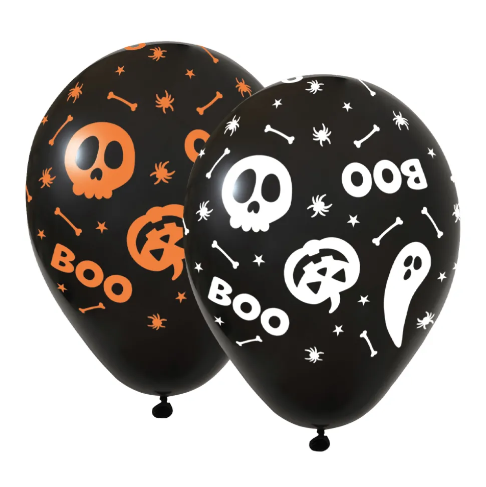 Halloween Ballonnen Zwart Oranje Boo 30cm 6st