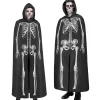 Halloween Cape Wit Zwart Skelet 1,5m