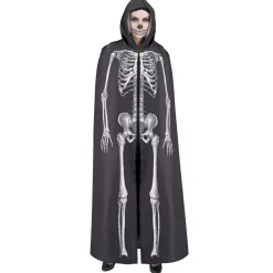 Halloween Cape Wit Zwart Skelet 1,5m