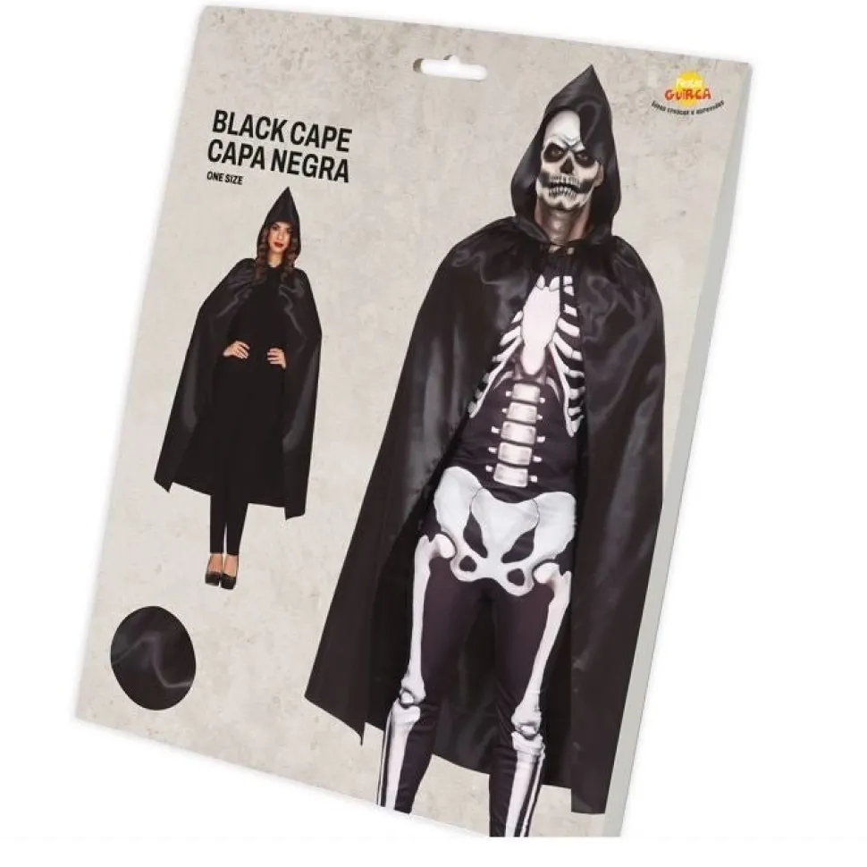 Halloween Cape Zwart Glanzend 1,2m