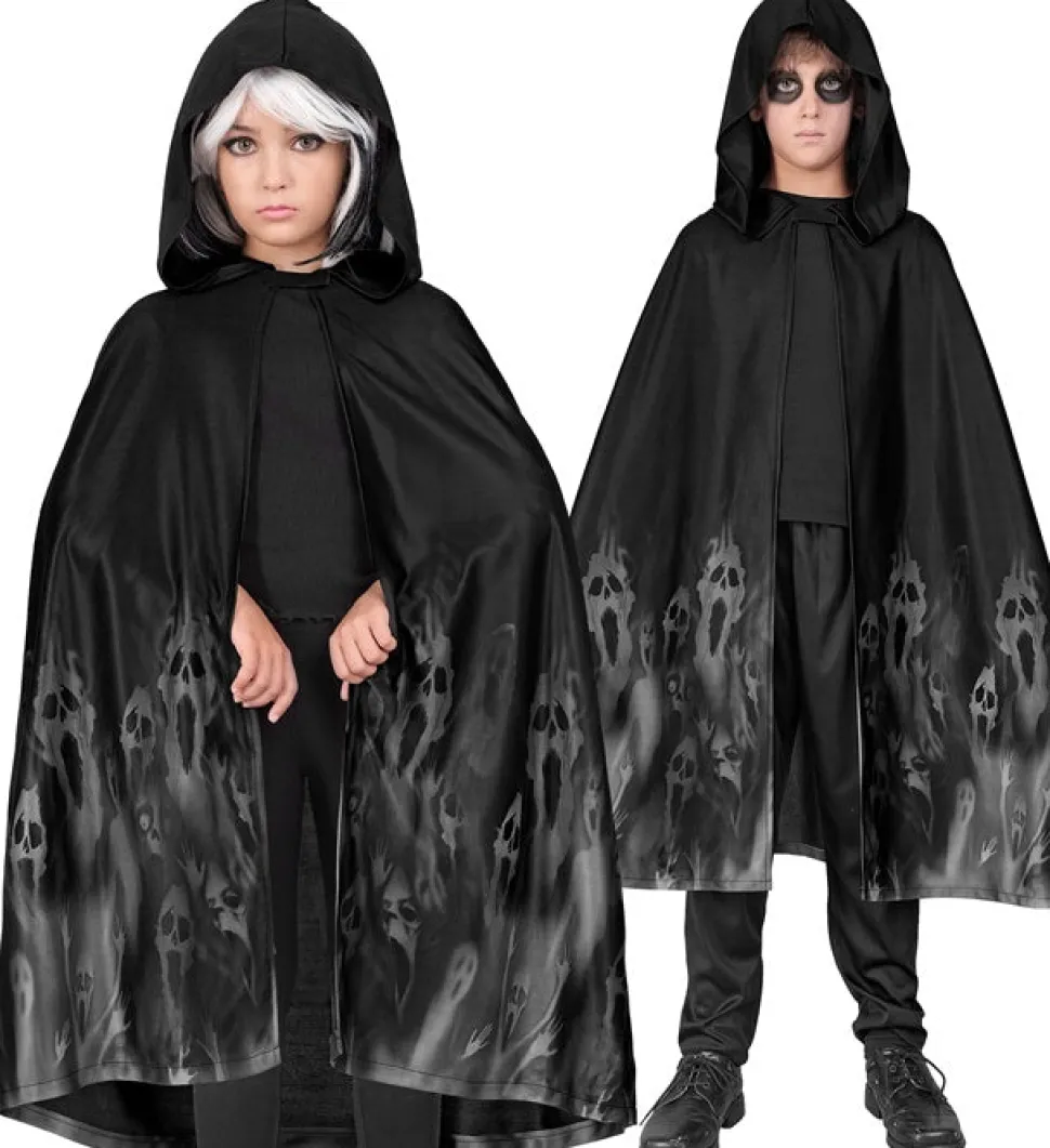 Halloween Cape Zwart Kind Geest 90cm