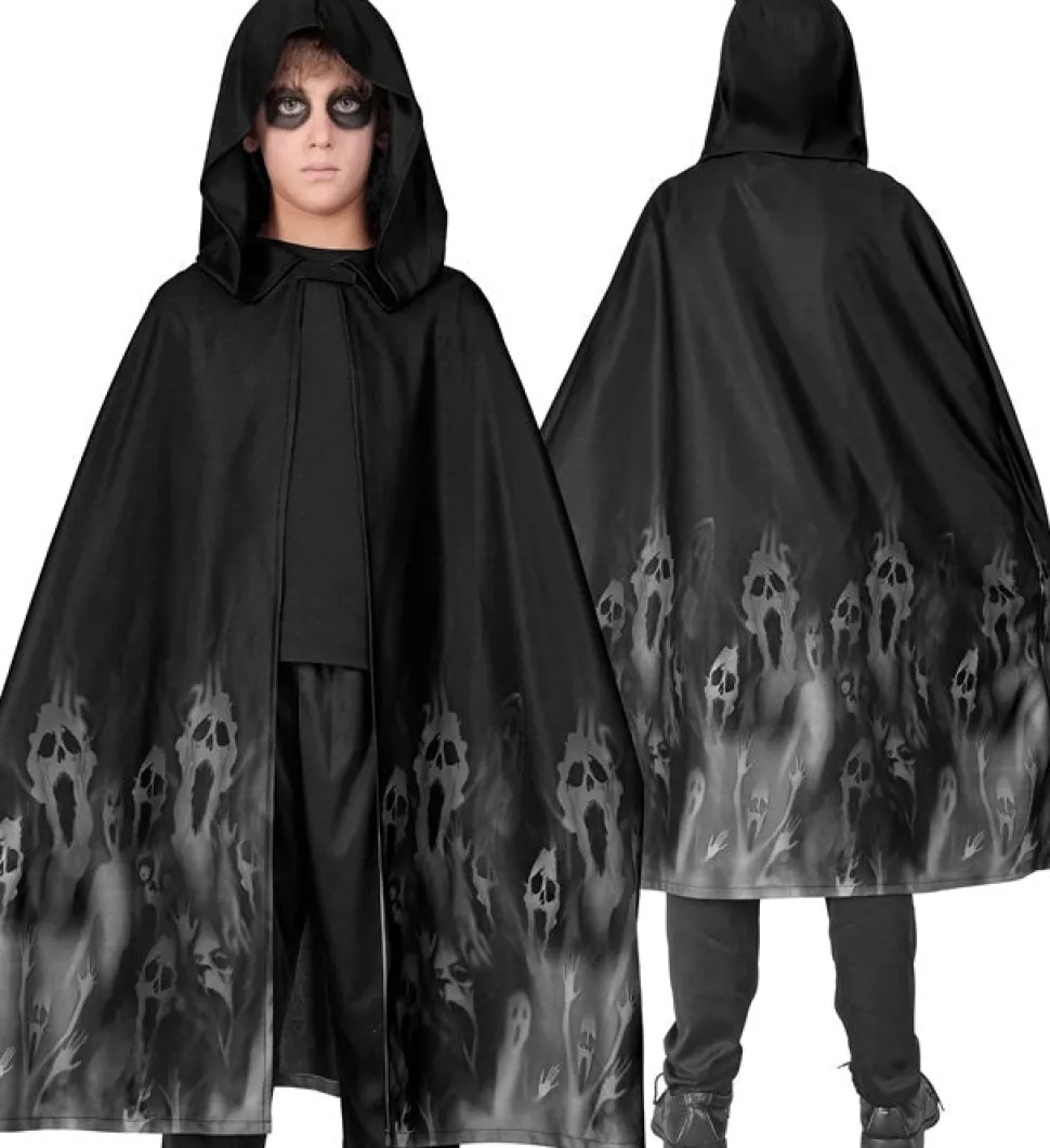 Halloween Cape Zwart Kind Geest 90cm