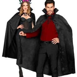 Halloween Cape Zwart Met Kraag 1,3m