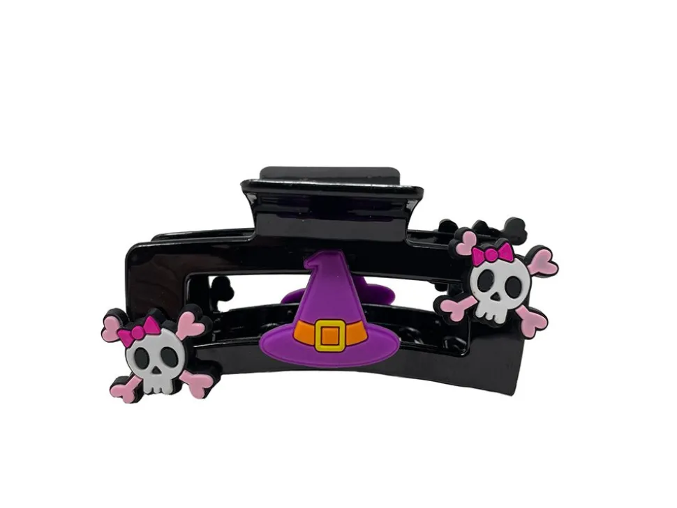 Halloween Haarclip Roze Doodshoofd 2st