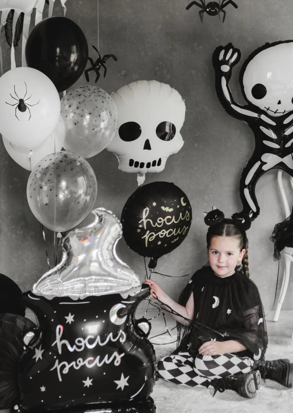 Halloween Helium Ballon Wit Zwart Doodshoofd Leeg 41cm