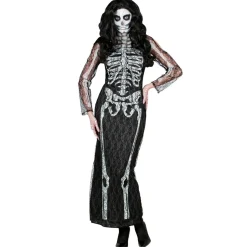 Halloween Jurk Dames Lang Skelet