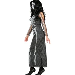 Halloween Jurk Dames Lang Skelet