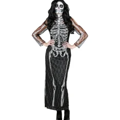 Halloween Jurk Dames Lang Skelet