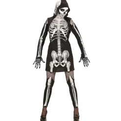 Halloween Jurk Dames Skelet Met Capuchon