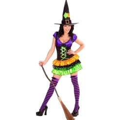 Halloween Jurk Gekleurd Dames Heks Glamour