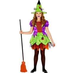 Halloween Jurk Gekleurd Meisje Heks