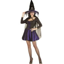 Halloween Jurk Zwart Paars Heks