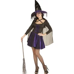 Halloween Jurk Zwart Paars Heks