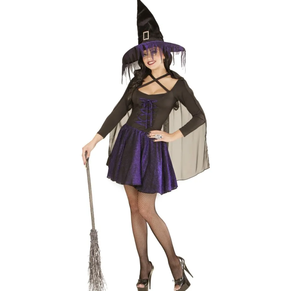 Halloween Jurk Zwart Paars Heks