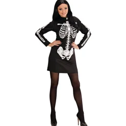 Halloween Jurk Zwart Wit Dames Skelet