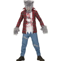 Halloween Kostuum Rood Blauw Kind Weerwolf