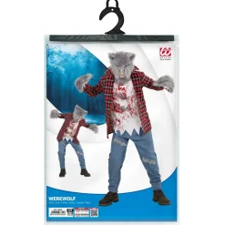 Halloween Kostuum Rood Blauw Kind Weerwolf