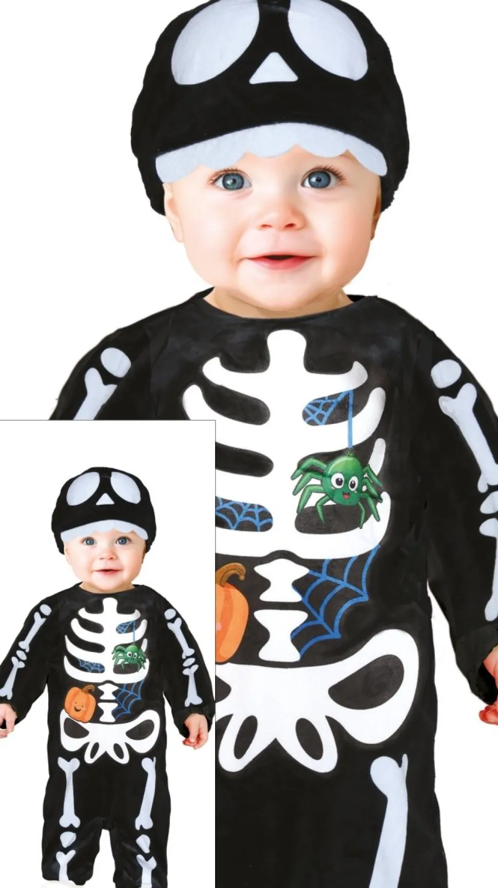 Halloween Kostuum Wit Zwart Baby Skelet